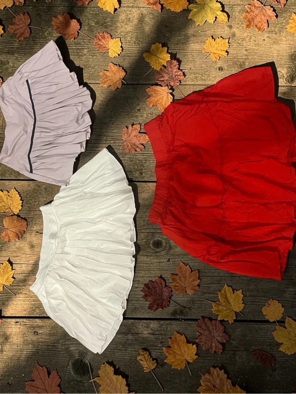 3-Piece Skort Bundle – Size Medium – NWOT – Red, Lilac & White